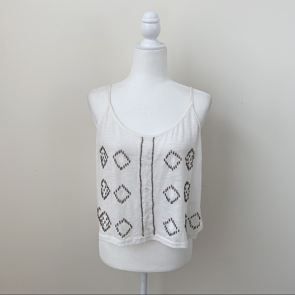 NWT Ark & Co Open Back Beaded Boho Tank Top - Picture 1 of 6